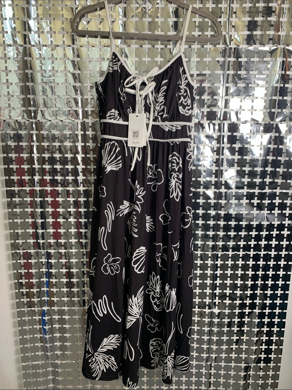 Grace Karin Black & White Floral Midi Dress